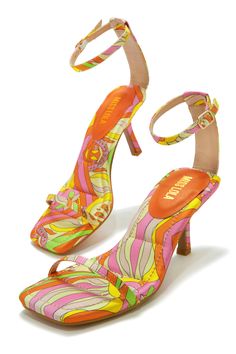 Rainbow Heels, Cloud 9, Pink Heels, Mid Heel, Pink Print, Heel Height, Buckle, Heels, Pink