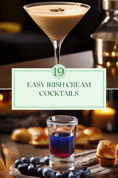 an easy irish cream cocktail with blueberries on the side