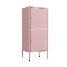 a pink cabinet with two doors on each side