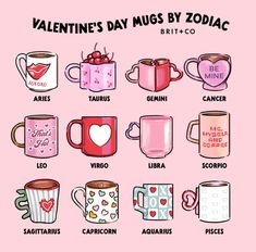 valentine's day mugs by zodiac