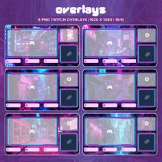 the game interface for overlays, which is designed to look like futuristic city buildings