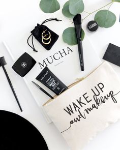 Wake Up and Makeup Cotton Canvas Cosmetic Bag - The Cotton and Canvas Co. Make Up Essentials, I Need Vitamin Sea, Bag Quotes, Canvas Cosmetic Bag, Cotton Canvas Fabric, Unique Gifts For Women, Trendy Makeup, Unique Gifts For Her, Makeup Pouch