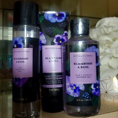 Blackberry & Basil Set 8 Oz Body Cream 8 Oz Fine Fragrance Mist 10 Oz Shower Gel Nwt Bath N Body Works, Perfume Body Spray, Body Hygiene, Bath And Body Works Perfume, Shower Skin Care, Body Smells, Fine Fragrance Mist, Smell Goods, Pretty Skin Care