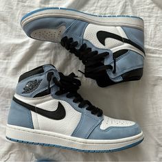 North Carolina Baby Blue White Jordan’s Size 8.5 Women’s Great Condition, Worn Twice Cute Air Jordans, Blue And White Jordans, Uggs Shoes, Motivational Clothing, Formal Prom Dresses Long, Jordan Blue, Blue Jordans, White Jordans, Cute Nike Shoes