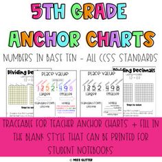 the 5th grade anchor chart with numbers in it and an image of two sheets for each student