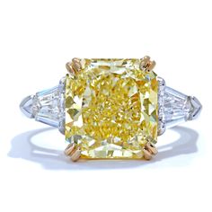 Harry Winston Yellow Diamond Ring, Bat Rings, Ascot Diamonds, Radiant Diamond Rings, Three Stone Diamond Rings Engagement, Fancy Light, Bling Ring