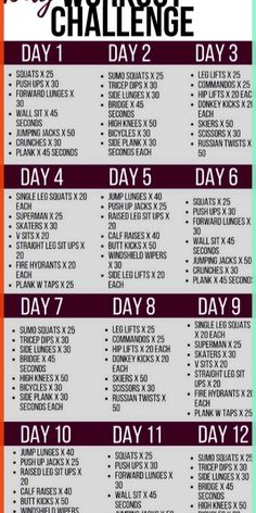 the ultimate 30 day challenge is shown in this poster