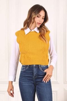 New! Women's Mustard Yellow Ruffle Sweater Vest | USA Boutique Clothing was just added to eBay. Check it out! #eBay #eBaySeller Mustard Vest Outfit, Argyle Sweater Vest, Sleeveless Sweater Vest, Ruffle Sweater, Argyle Sweater, Vest Fashion, Vest Outfits, Sleeveless Vest, Sleeveless Sweater