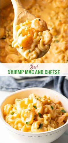 two pictures showing different types of macaroni and cheese