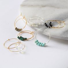 Tiny Gold Hoop Earrings, Small Gold Hoop Earrings, Gemstone Hoop Earrings, Jewelry Making Earrings, Earring Card, Long Tassel Earrings, Mini Hoop Earrings, Tassel Jewelry, Moonstone Beads