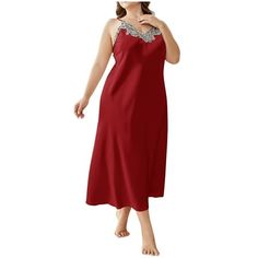 BLVB Womens Plus Size Silk Satin Nightgown Long Slip Dress Nightdress Spaghetti Strap Lace V Neck Sleepwear Welcome to BLVB store, I wish you a happy shopping Our products are produced in our own factory with various styles We offer various discounts, and we offer a 30-day quality guarantee please rest assured to place an order If you have any questions, please feel free to contact me, it is our honor to serve you SOMEONE ASKED Q: Is the quality of the clothes as described? A: Yes, if the produc Nightgown Long, Satin Nightgown, Long Slip Dress, Long Slip, Nightgowns For Women, Under Dress, Striped Fabrics, Pajamas Women, Silk Satin