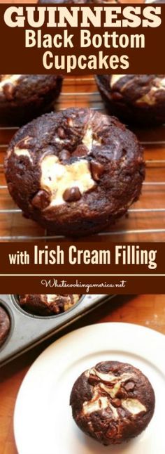 guinness black bottom cupcakes with irish cream filling