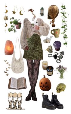 Grunge Fairy Core Fall Outfits, Fairycore Concert Outfit, Witch Vibes Aesthetic Outfit, Hedge Witch Aesthetic Outfit, Earthy Witchy Outfits, Boho Hippie Winter Outfits, Fairycore Casual Outfit, Witchy Core Outfits, Spring Witch Outfit