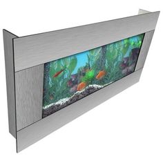 an aquarium with fish and plants in it on a white background, 3d rendering image