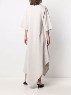 Balenciaga asymmetric-hem T-shirt Dress - Farfetch Cotton Midi Dress With Asymmetrical Hem, Oversized Asymmetrical Spring Midi Dress, Oversized Asymmetrical Midi Dress For Spring, Balenciaga Dress, City Dress, Panel Dress, Dress Home, Midi Shirt Dress, White Shirt Dress