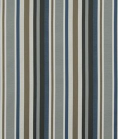 a striped fabric with blue, brown and white stripes