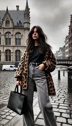 Leopard cardigan outfit inspo. AI created. Leopard Cardigan Outfit, Leopard Outfits, Cardigan Outfit, Leopard Cardigan, Cardigan Outfits, Chic Style, Cute Outfits, Outfit Inspo