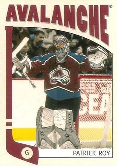 a hockey card with the name avalanche on it