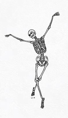 a drawing of a skeleton in the air