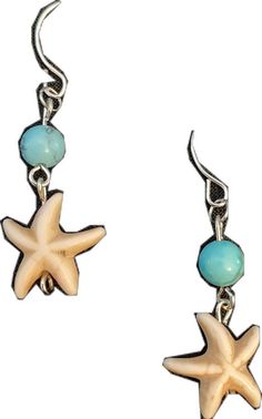 Handmade Turquoise Starfish Jewelry, Handmade Ocean-inspired Star Earrings, Starfish Charm Dangle Earrings For Jewelry Making, Turquoise Ocean-inspired Nickel-free Earrings, Ocean-inspired Turquoise Nickel-free Earrings, Fayetteville Nc, Oct 31, Earrings White, Turquoise Stone