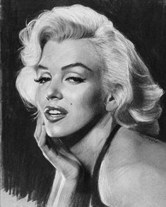 a black and white drawing of a marilyn monroe