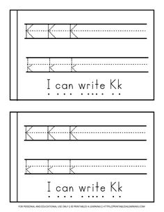 the letter k worksheet is shown in two separate sections, one with an i can