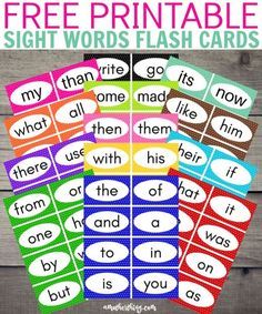 free printable sight words flash cards for kids to practice sight words with the same color