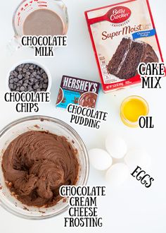 ingredients to make chocolate frosting for cake