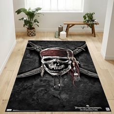 a rug with a pirate skull and crossbones on it