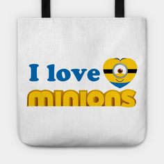 i love minions -- Choose from our vast selection of tote bags to match with your desired size to make the perfect custom tote. Pick your favorite: Movies, TV Shows, Art, and so much more! Available in Single Sided Print or Double Sided Print in small, medium, and large. Perfect for work, class, the beach, and leisure. Minions Merchandise, Minions Minions, Despicable Me, Custom Tote, Flower Pots, Tote Bags, The Beach, Double Sided