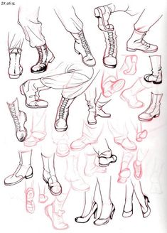 a drawing of feet and legs in different positions