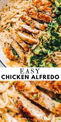 chicken alfredo with broccoli and parmesan cheese