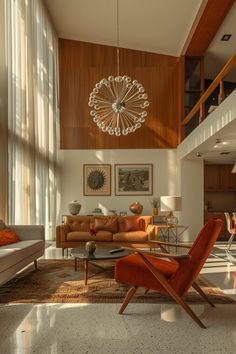 a living room filled with furniture and windows