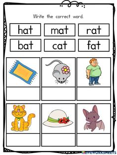 a worksheet with pictures of different animals and words