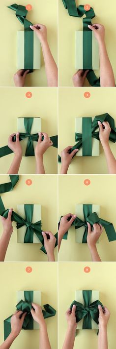 step by step instructions to make an origami gift box with ribbon and bow