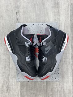 Size 10.5 - Air Jordan 4 Retro Bred Reimagined BRAND NEW 100% AUTHENTIC & FAST SHIPPING! Jordan 4 Bred Reimagined, Jordan Bred, Air Jordan Retro 4, Jordan Retro 4, Jordan 4s, Retro 4, Talking Tom