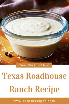 texas roadhouse ranch recipe in a glass bowl on top of an orange tablecloth