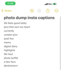 an instagramr with the caption'photo dump instead of captions '