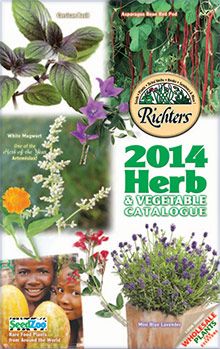 an advertisement for the 2012 herb and vegetable catalogue with pictures of flowers, herbs, and leaves