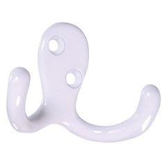 a white plastic hook with two holes in the middle