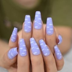 Brand New Package Includes 24 Pcs Nails 1 Pc Nail Glue 1 Mini File Ballerina Coffin, Baby Purple, Nail Tip Designs, December Nails, Long Press On Nails, Nail Length, White Cloud, Nails Long, Pretty Acrylic Nails