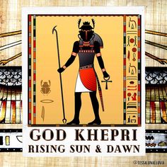 god khepri rising sun and dawn with egyptian symbols in the back ground