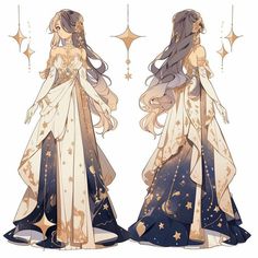 two women in dresses with stars on them