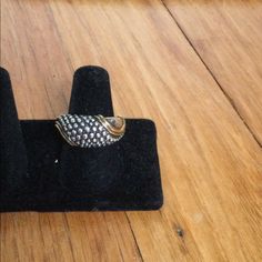 Beautiful Lagos Silver And Gold Caviar Band. Worn But In Good Condition Designer Ring With Pave Setting, Designer Silver Rings Hallmarked, Designer Sterling Silver Rings For Formal Occasions, Designer Sterling Silver Jewelry With Diamond Accents, Designer Silver Jewelry With Diamond Accents, Designer Silver Jewelry With Pave Setting, Designer Silver Jewelry For Anniversary, Designer Sterling Silver Ring, Designer Oval Silver Jewelry