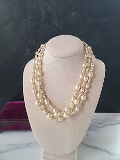 Vintage Faux Pearl Multistrand Beaded Necklace by VintageandChicFinds on Etsy Formal Multi-strand Beaded Pearl Necklace, Vintage Double Strand Pearl Necklace, Multi-strand Beaded Pearl Necklace, Vintage Multi-strand Beaded Pearl Necklace, Vintage Beaded Multi-strand Pearl Necklace, Vintage Pearl Beaded Necklace With Pearl Chain, Vintage Pearl Beaded Necklaces With Pearl Chain, Vintage Pearl Chain Beaded Necklace, Milwaukee Wi