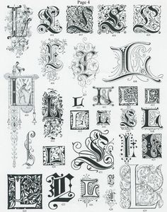 an old fashioned alphabet with many different designs