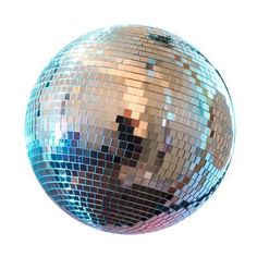 a shiny disco ball is shown against a white background