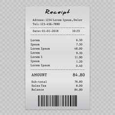 a receipt with barcodes on the front and back, as well as an image of