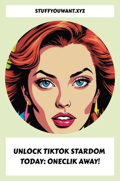 Illustrated woman with vibrant makeup promoting a website for TikTok fame with text: "Unlock TikTok Stardom Today: OneClik Away!" Tiktok Success, Tiktok Creator, Writing Software, Money Making Machine, Video Script, Wave Goodbye, Learning Apps, Viral Shorts, Graphic Design Tools