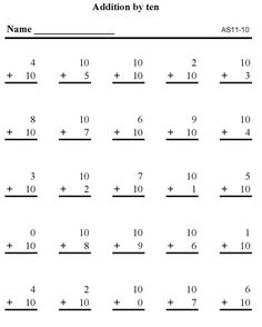 addition by ten worksheet for students to practice their math skills and help them learn